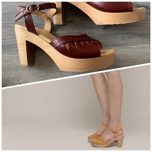 A.P.C. Shoes - A.P.C. Wood Platform Cutout Sandals